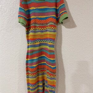 Vibrant Multicolor Knit Mini Dress